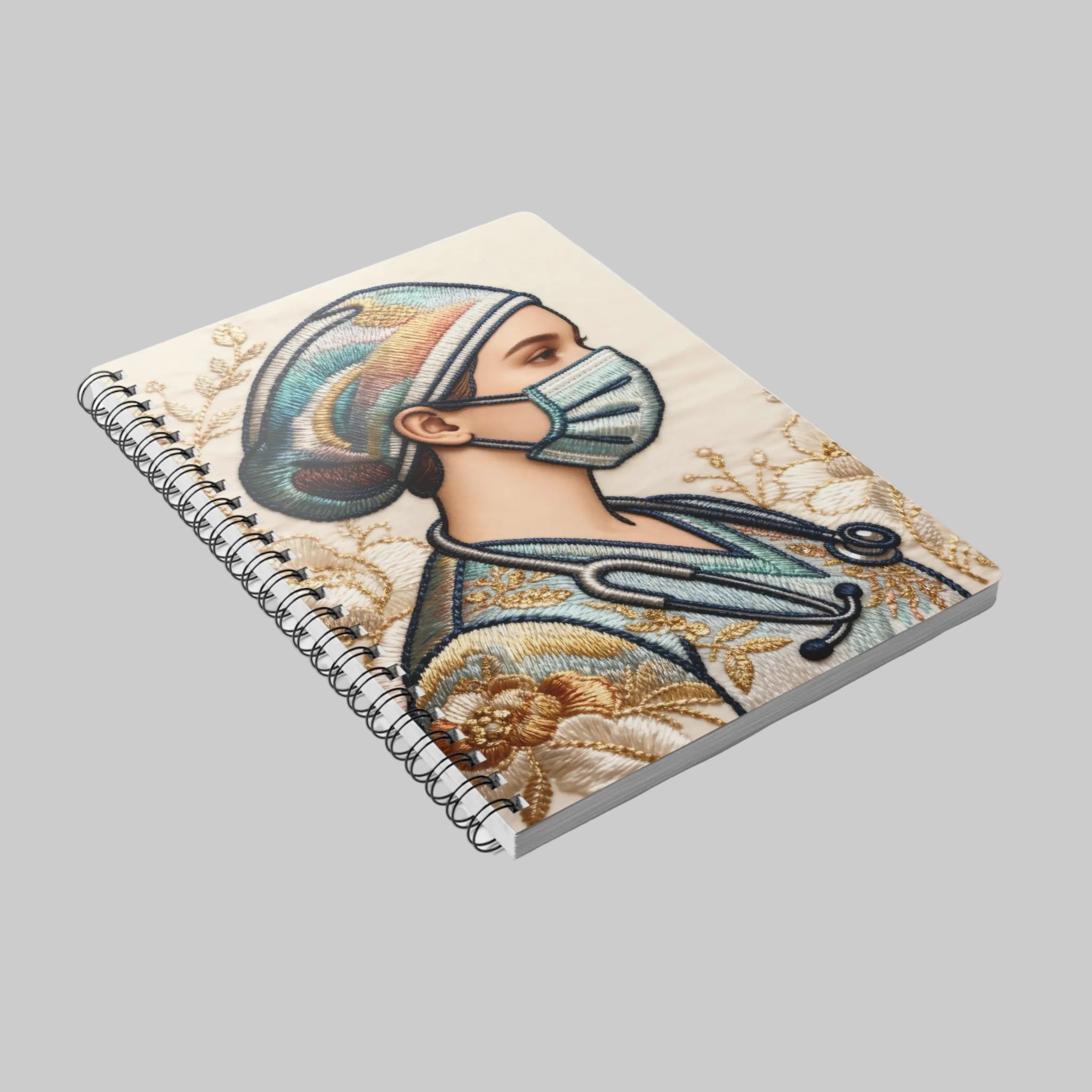 Threaded Tribute Spiral Notebook — One-of-a-Kind Embroidered Illustration
