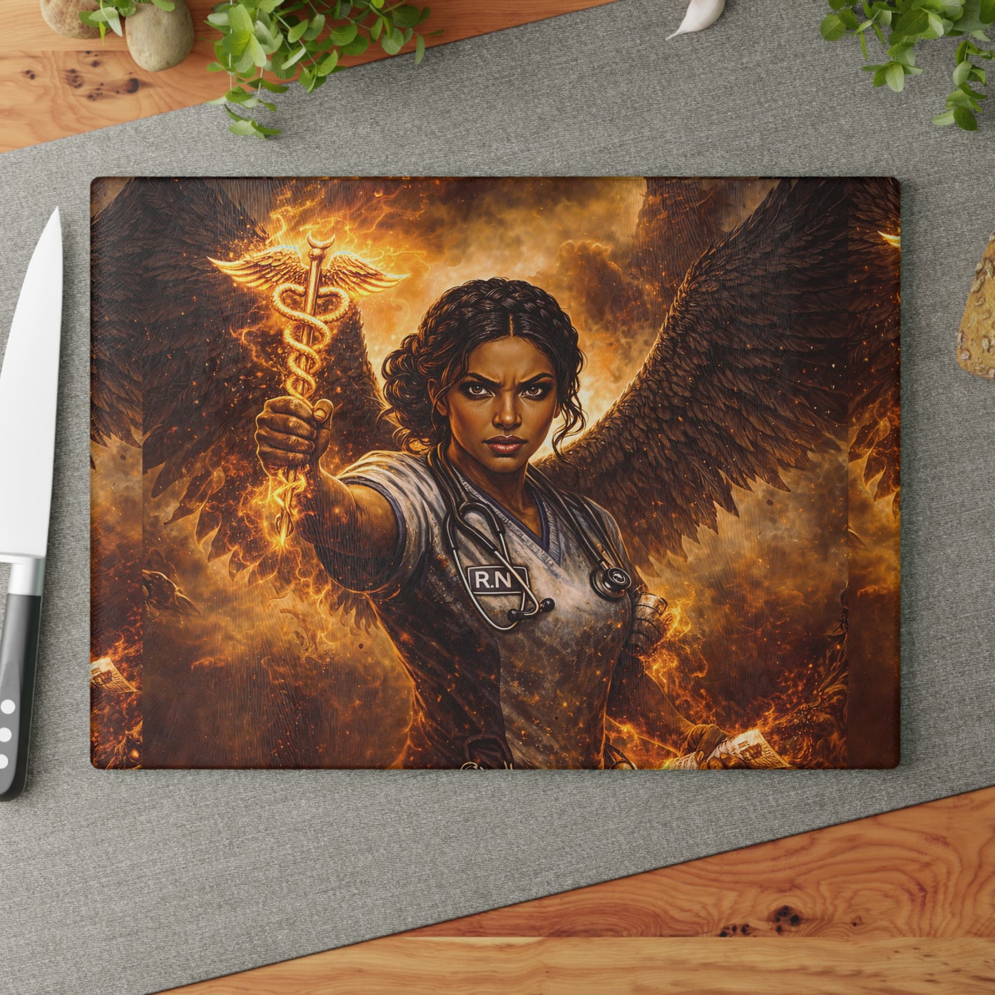 RN Ascension: Feathers — Fiery RN Guardian Cutting board