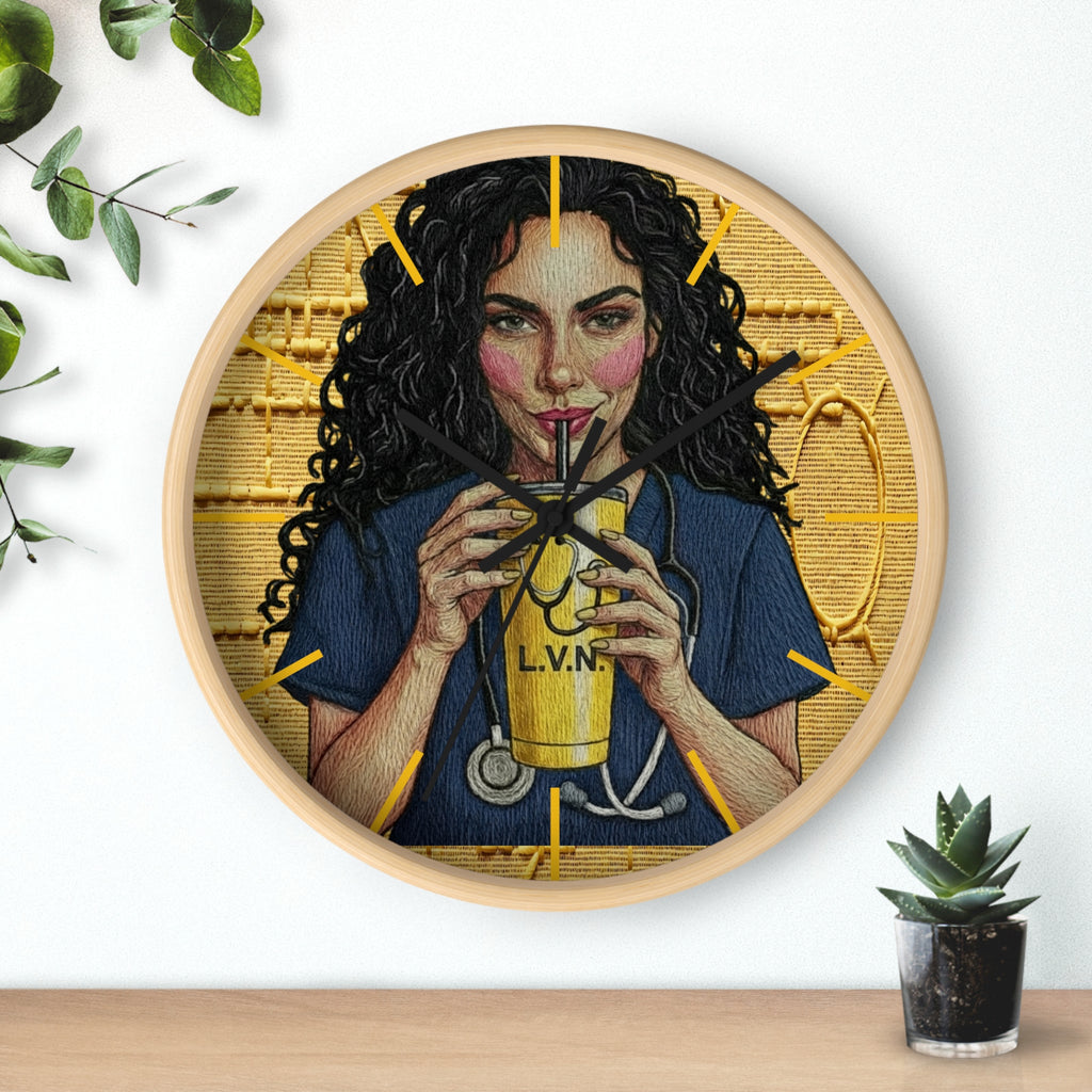 Nurse LVN Coffee Wall Clock — Cute Healthcare Worker Gift
