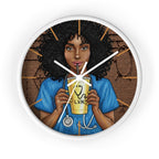 Nurse LVN Wall Clock — Black Female Nurse Drinking Coffee Illustration