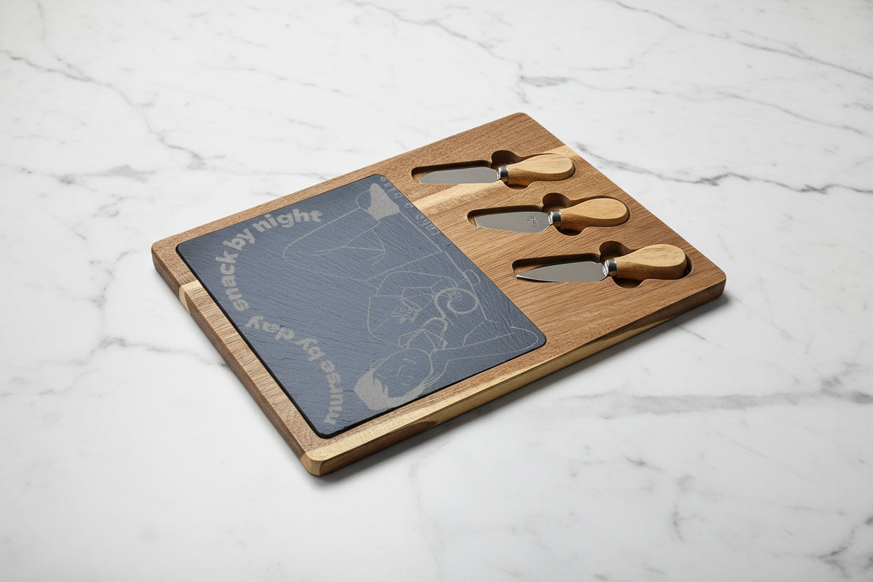 Engraved Charcuterie Board — "murse (R.N.) by day snack by night take a bite"
