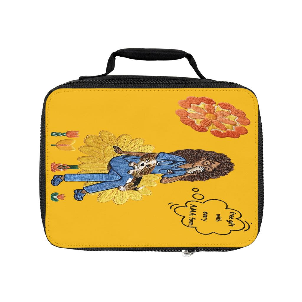 Yellow Floral Retro Woman Lunch Bag – 'I Am Enough' Insulated Tote