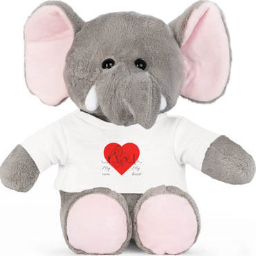Stuffed Bear – 'My Mom, My Heart' Heart T‑Shirt Plush