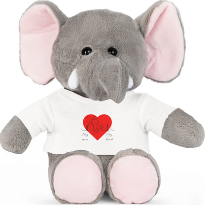 Stuffed Bear – 'My Mom, My Heart' Heart T‑Shirt Plush