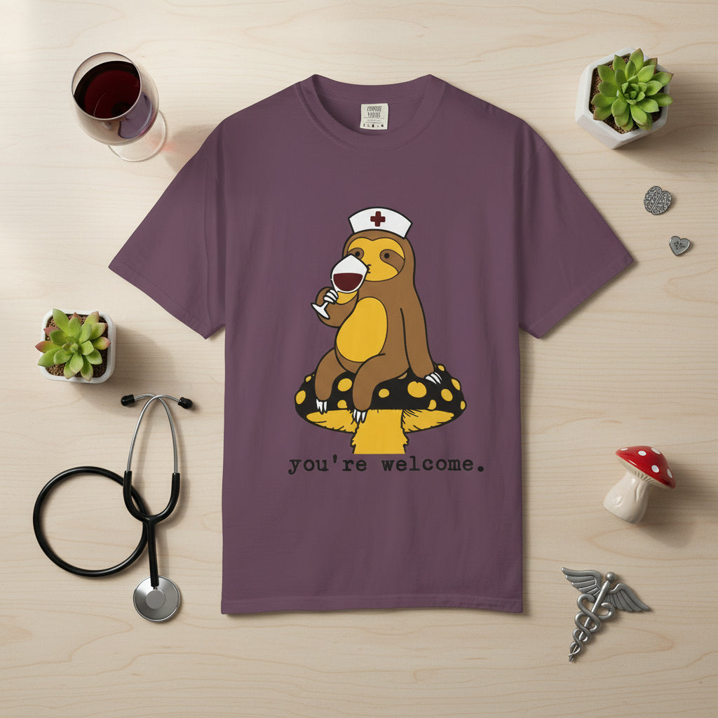 Sloth Nurse T-Shirt — Thanking you for Her Service  Cute, Funny Medical Gift