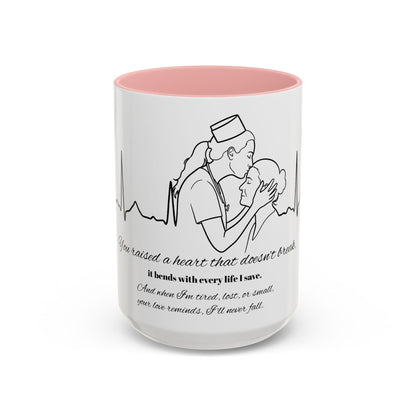 Mothers Day Mug Accent Coffee Mug (11, 15oz) The Heart Behind My Scrubs