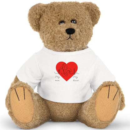 Stuffed Bear – 'My Mom, My Heart' Heart T‑Shirt Plush