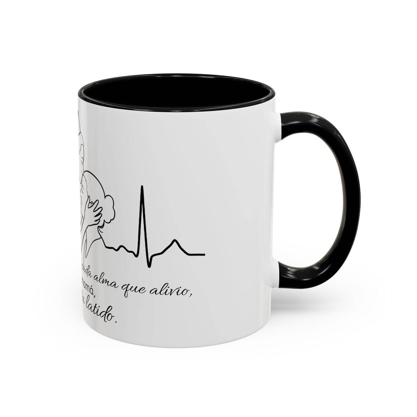 Nurse & Mom Tribute Coffee Mug – "Va conmigo, mamá, en mi corazón tu latido"