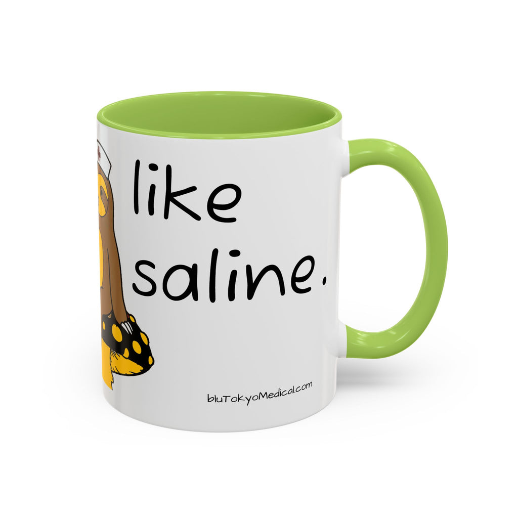 Nurse Sloth Coffee Mug — "it's giving Salty... Like Saline" Accent Mug