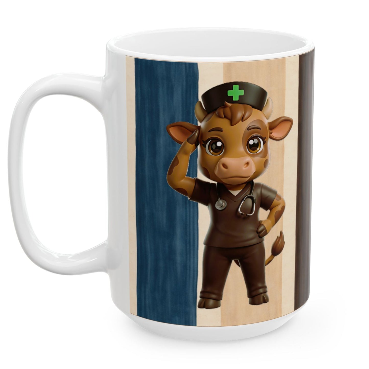 Striped Medical Calf Ceramic Mug — Cute Giraffe Coffee Cup (11oz & 15oz)