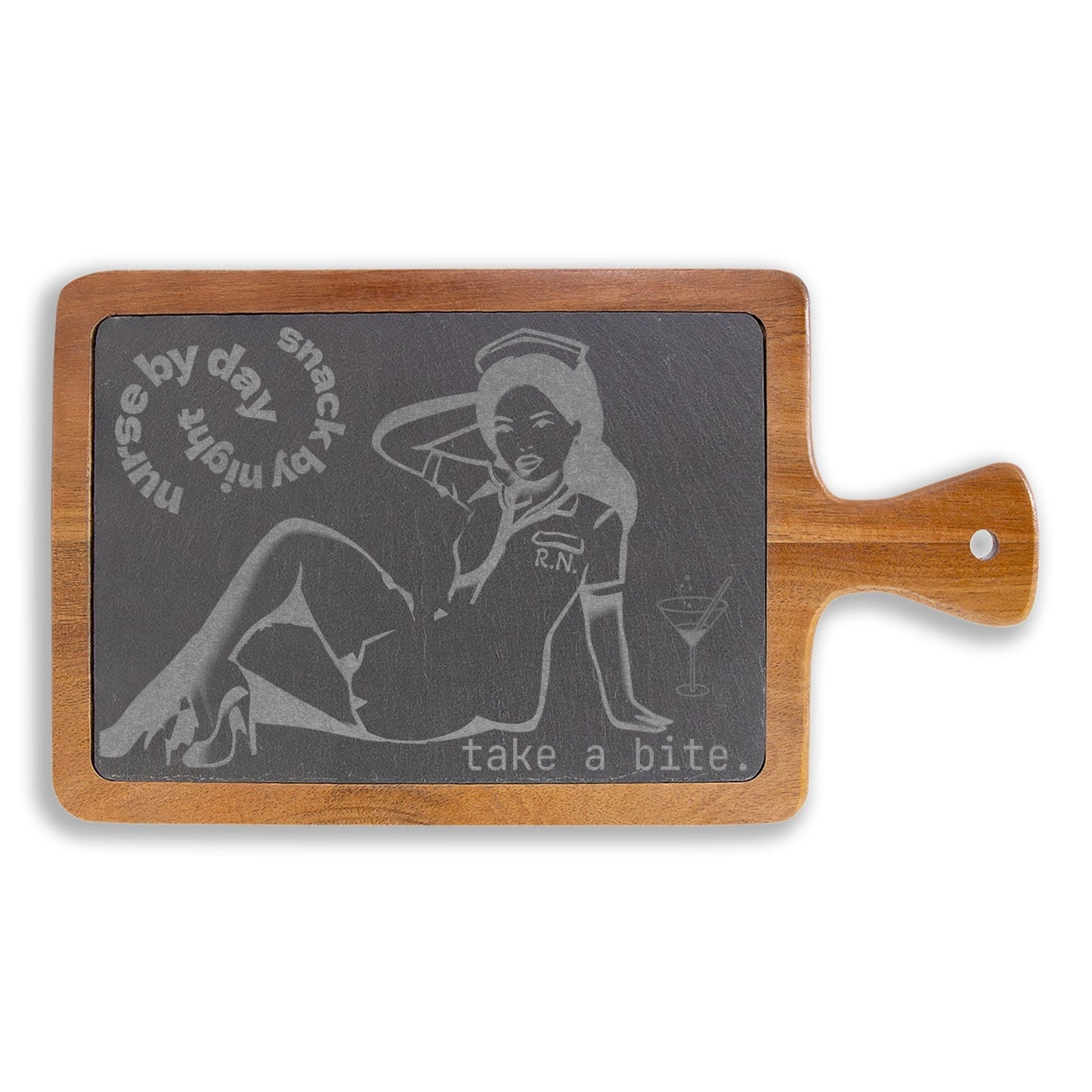 Engraved Charcuterie Board — Pinup R.N.- Nurse by Day, Snack by Night