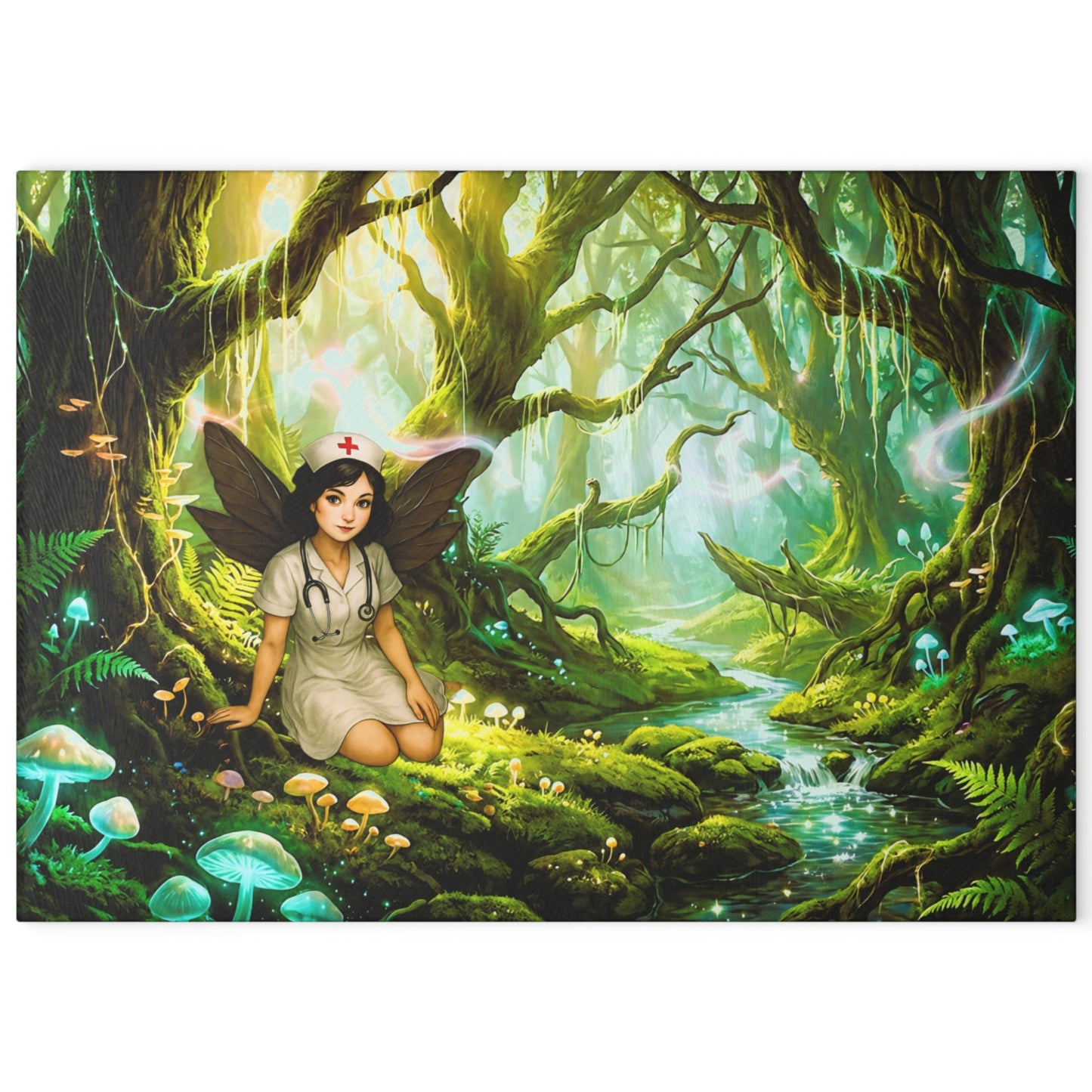 Enchanted Forest Medical Fairy Glass Cutting Board