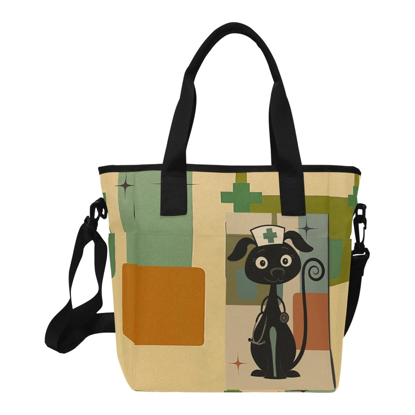 Retro Pup nurse Tote Bag with Shoulder Strap