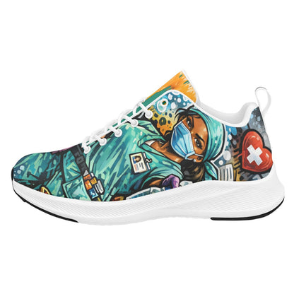 Environmental Services Warrior Sneakers — Graffitti‑Style Design