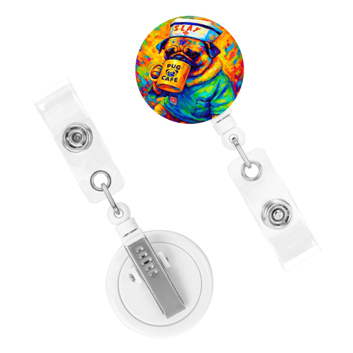 Pug that slays-Retractable ID Badge Holder