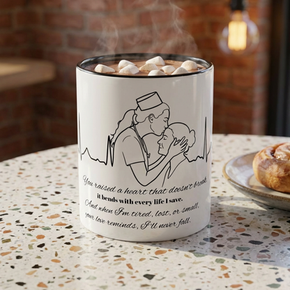 Mothers Day Mug Accent Coffee Mug (11, 15oz) The Heart Behind My Scrubs