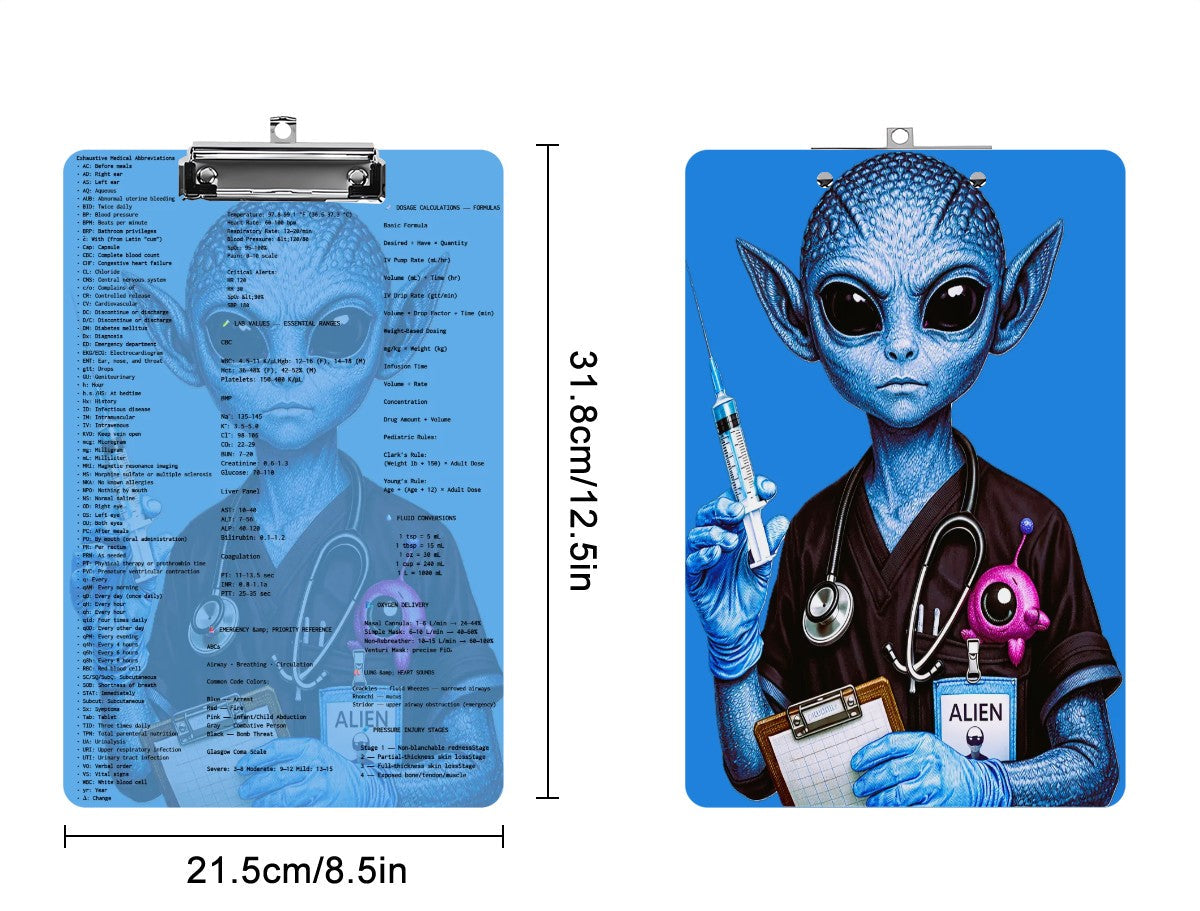 Galactic RN Clipboard — Sci‑Fi Nurse with Quick‑Check Charts
