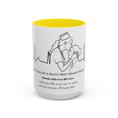Mothers Day Mug Accent Coffee Mug (11, 15oz) The Heart Behind My Scrubs