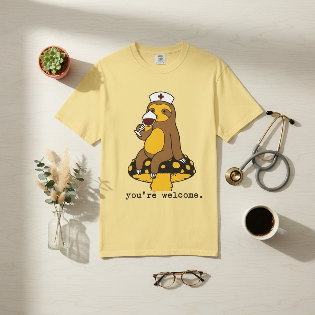 Sloth Nurse T-Shirt — Thanking you for Her Service  Cute, Funny Medical Gift