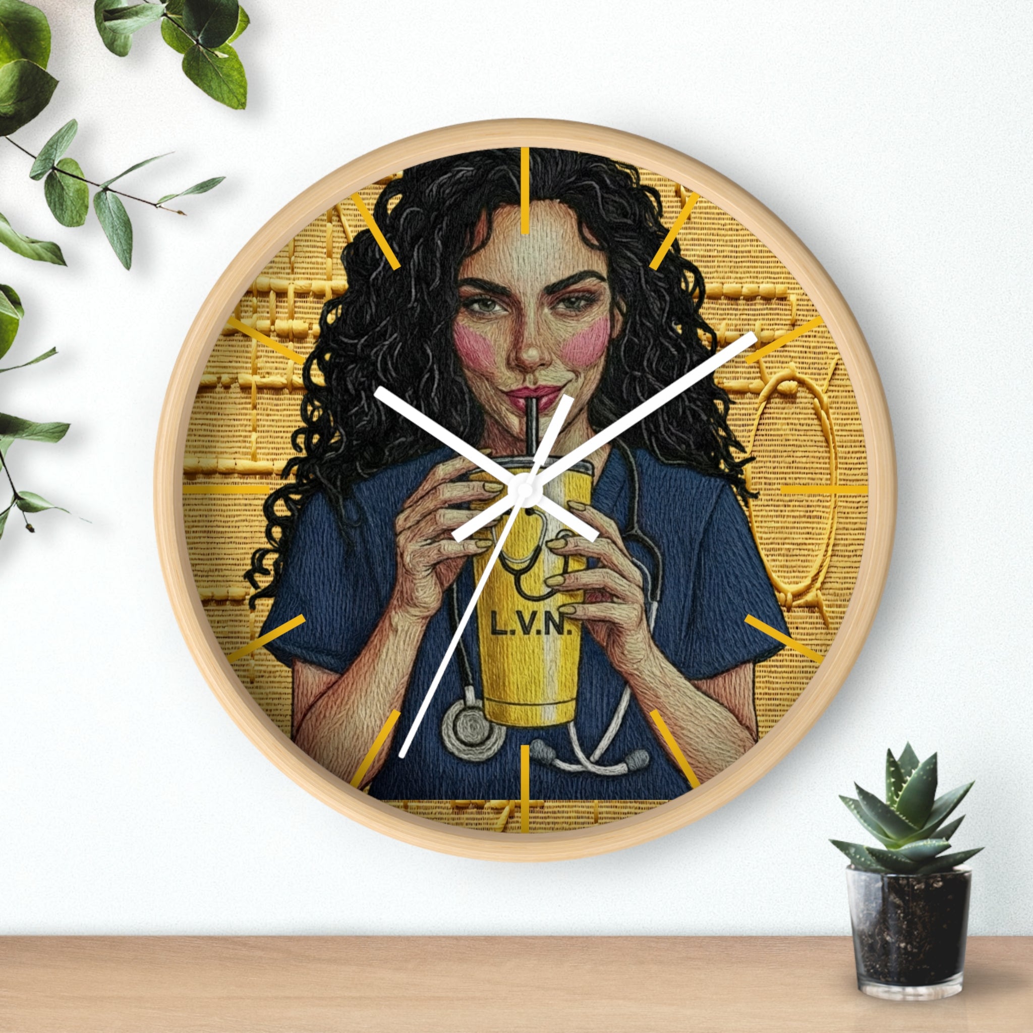 Nurse LVN Coffee Wall Clock — Cute Healthcare Worker Gift