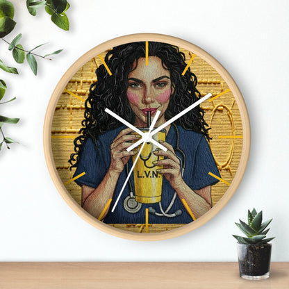 Nurse LVN Coffee Wall Clock — Cute Healthcare Worker Gift