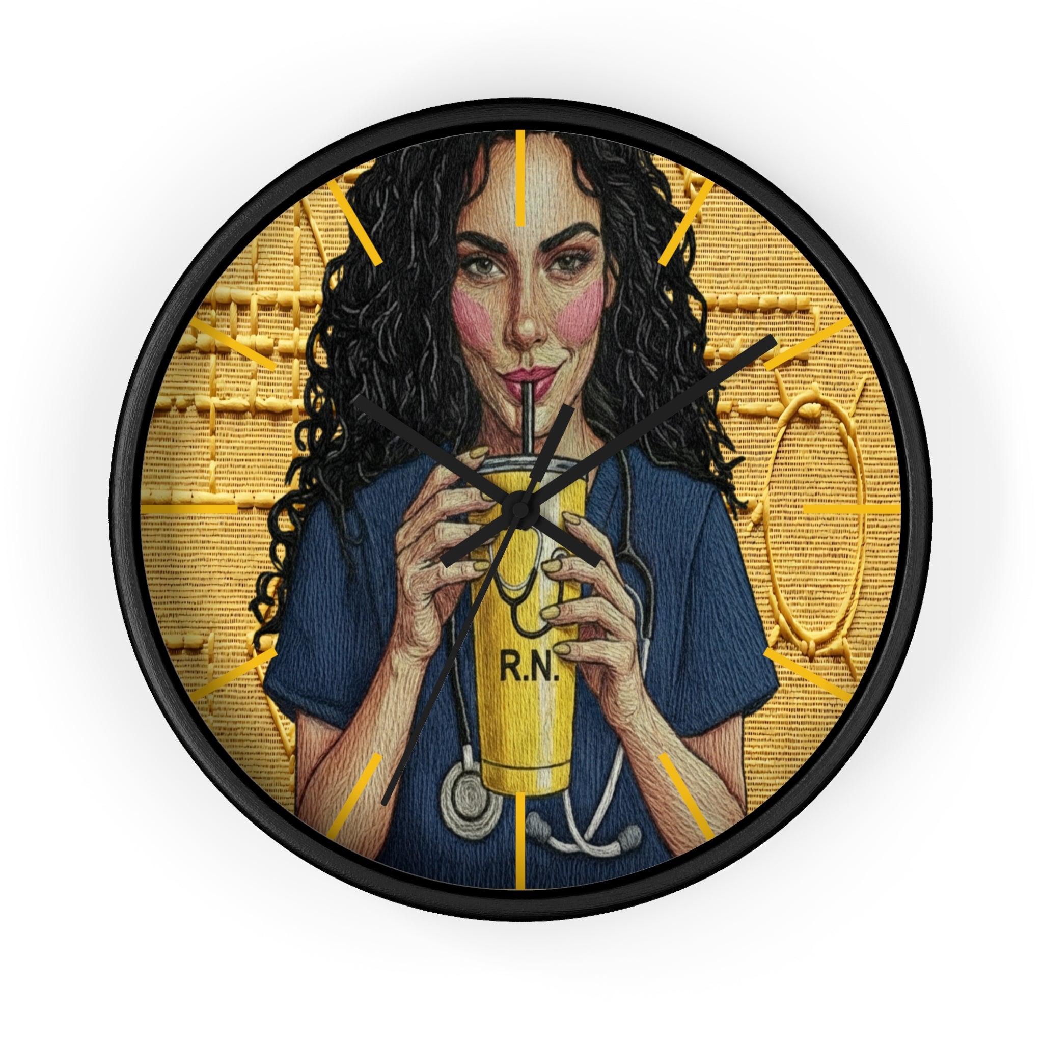 Wall Clock —RN Nurse Drinking  Illustration | Gift for Nurses