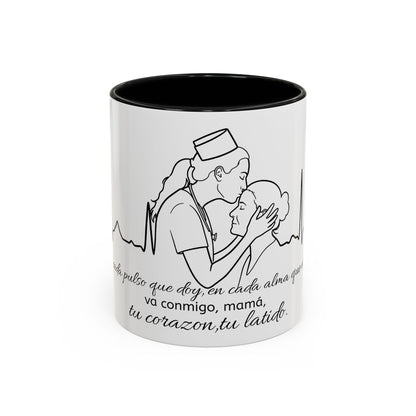 Nurse & Mom Tribute Coffee Mug – "Va conmigo, mamá, en mi corazón tu latido"