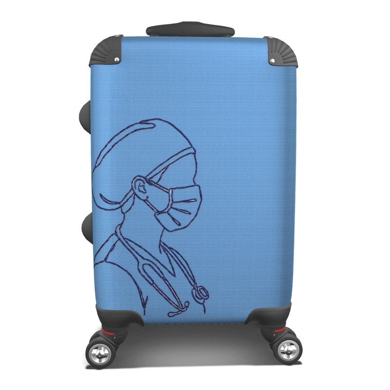 Line‑Art Medical Professional Suitcase — Blue Edition