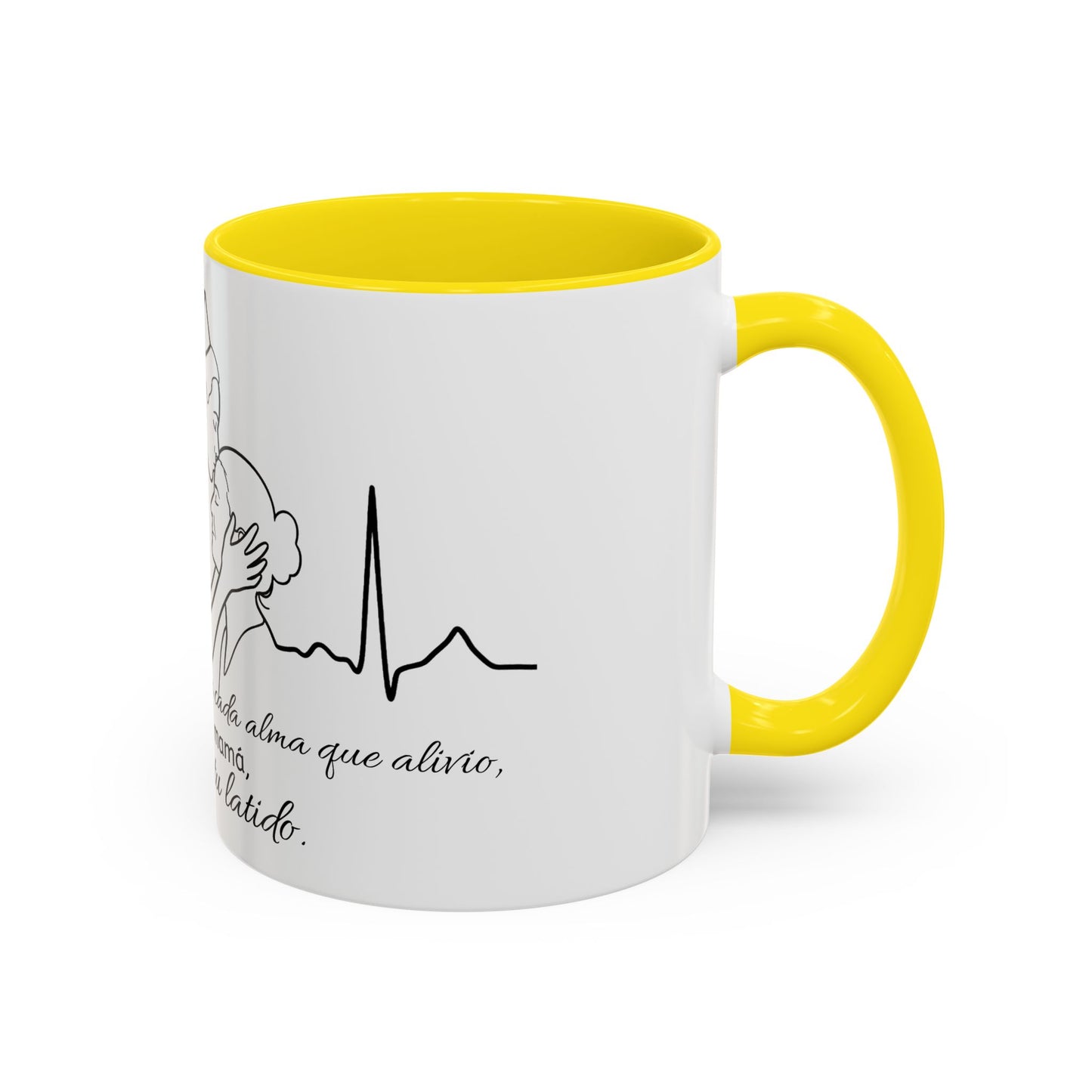 Nurse & Mom Tribute Coffee Mug – "Va conmigo, mamá, en mi corazón tu latido"