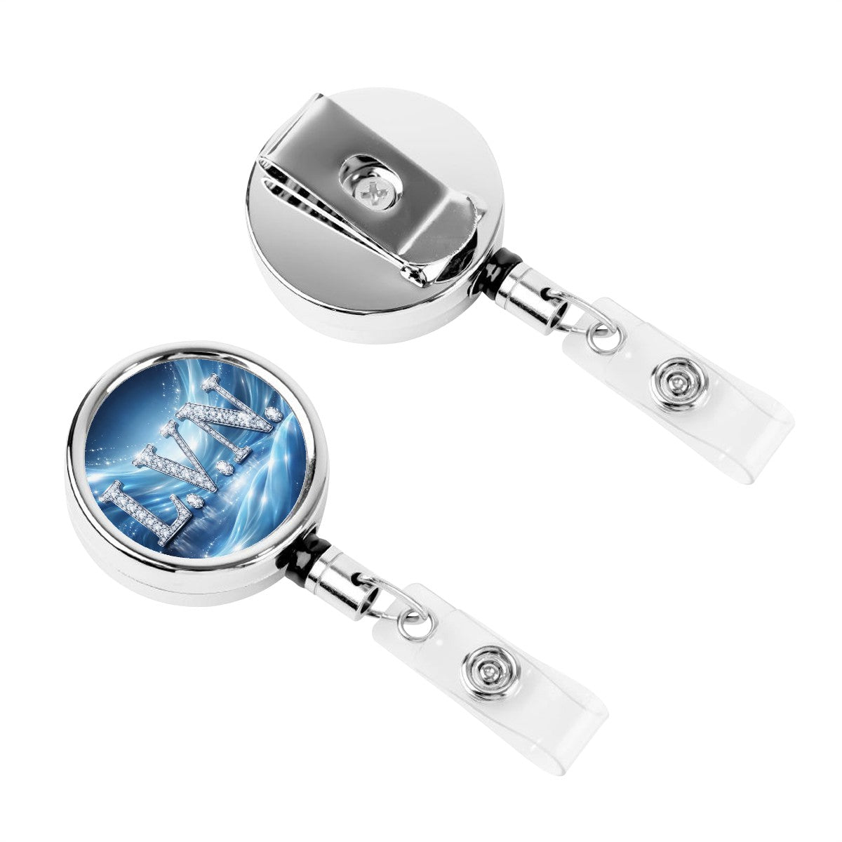 L.V.N. Badge Reel – Blue Brilliance, Vocational Pride-Heavy Duty Metal Badge Reel