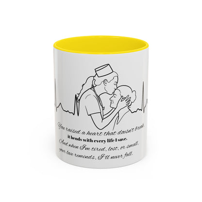Mothers Day Mug Accent Coffee Mug (11, 15oz) The Heart Behind My Scrubs
