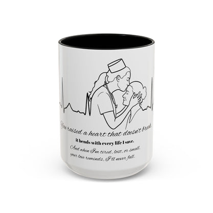 Mothers Day Mug Accent Coffee Mug (11, 15oz) The Heart Behind My Scrubs