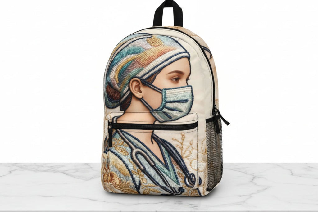 "Healthcare Hero" Illustrated Backpack — One‑of‑a‑Kind Design for Nurses & Medical Students