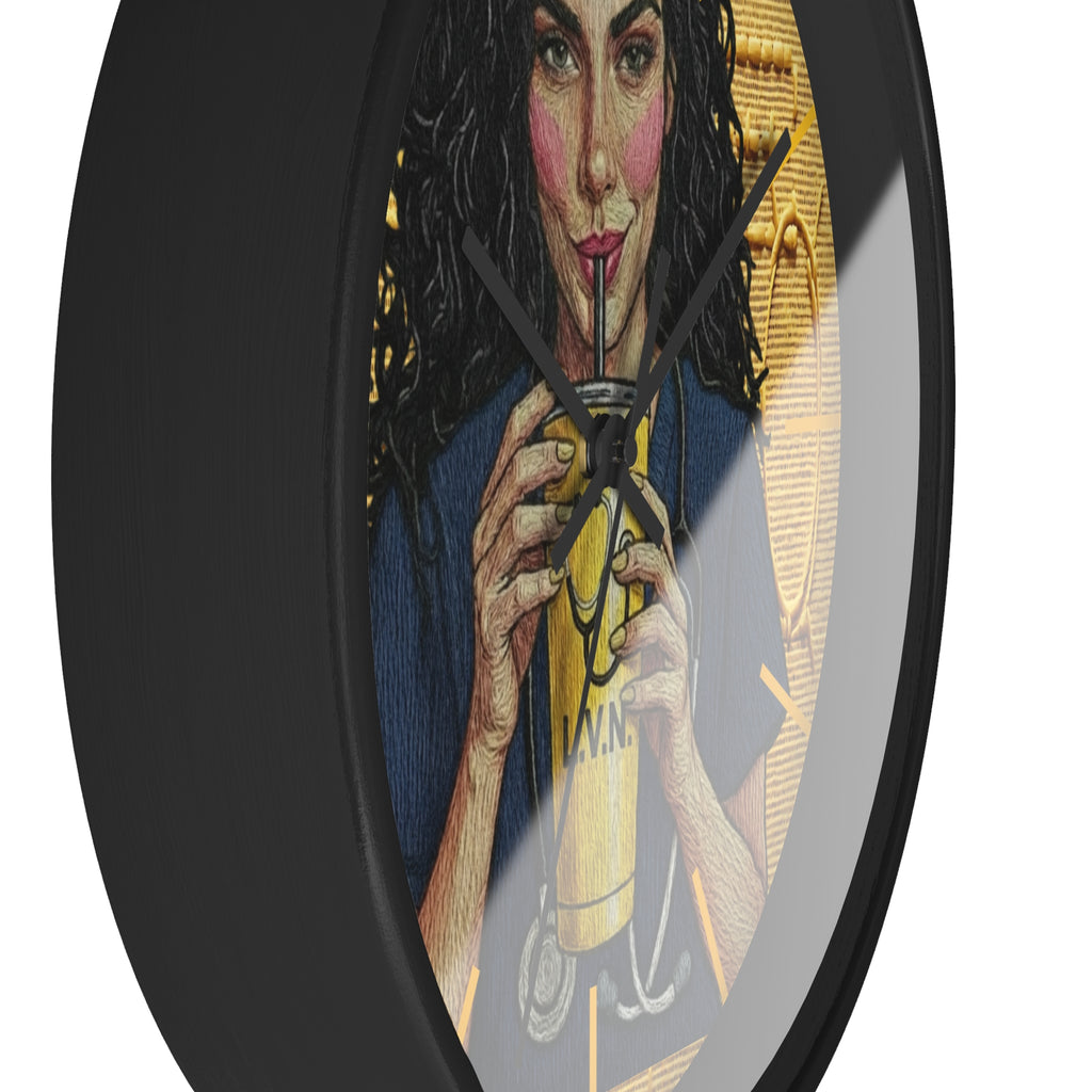 Nurse LVN Coffee Wall Clock — Cute Healthcare Worker Gift