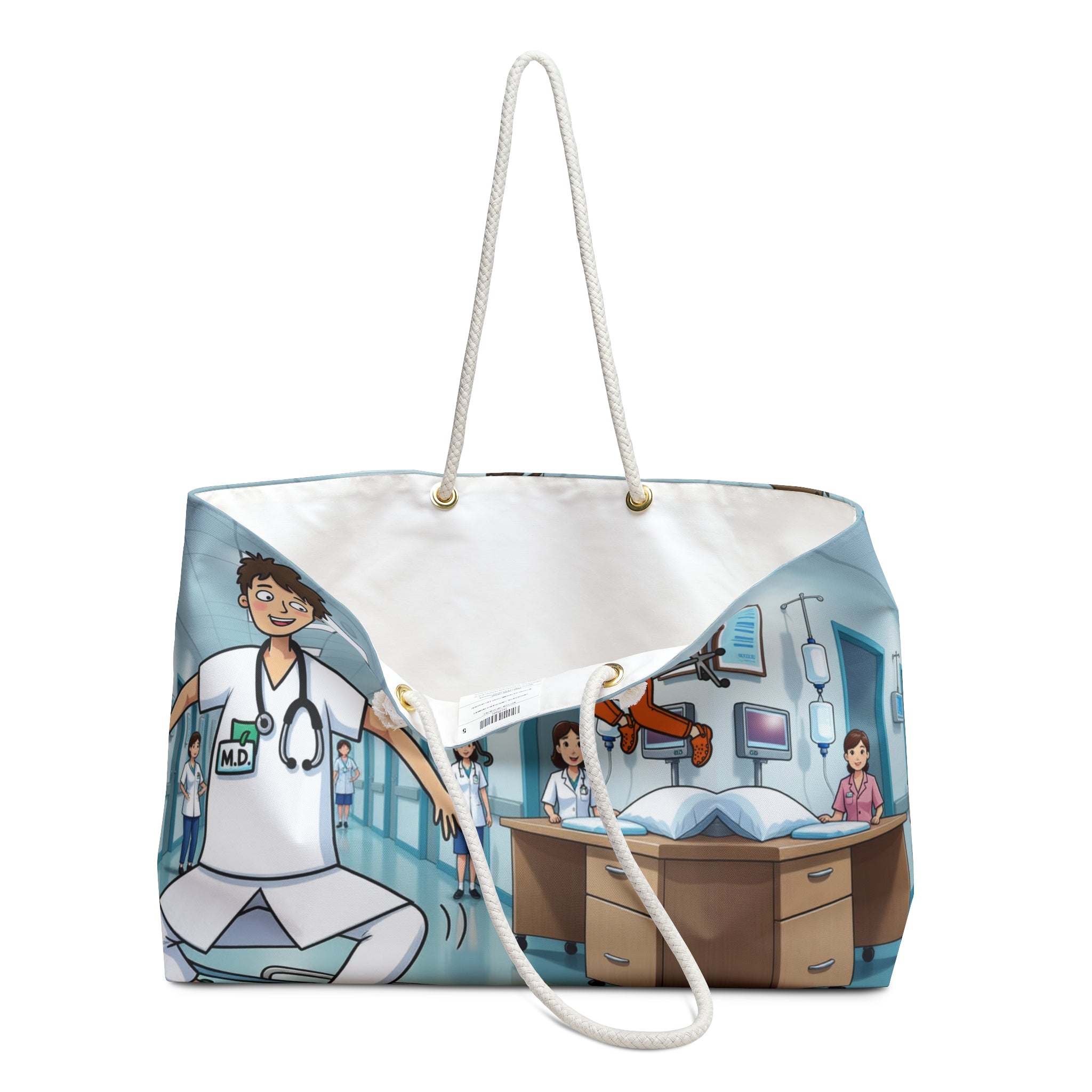 Cartoon Hospital Nurse Scene Weekender Bag | Medical Staff Illustration