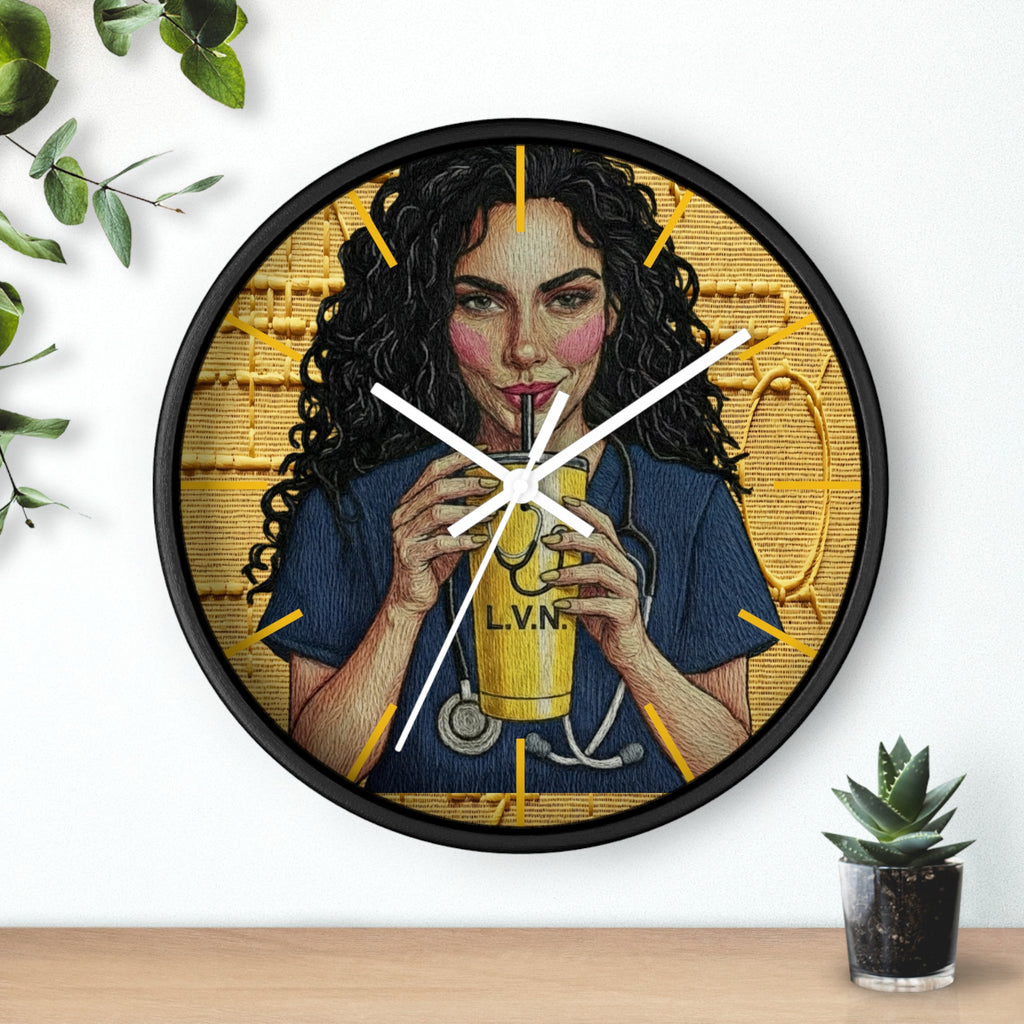 Nurse LVN Coffee Wall Clock — Cute Healthcare Worker Gift