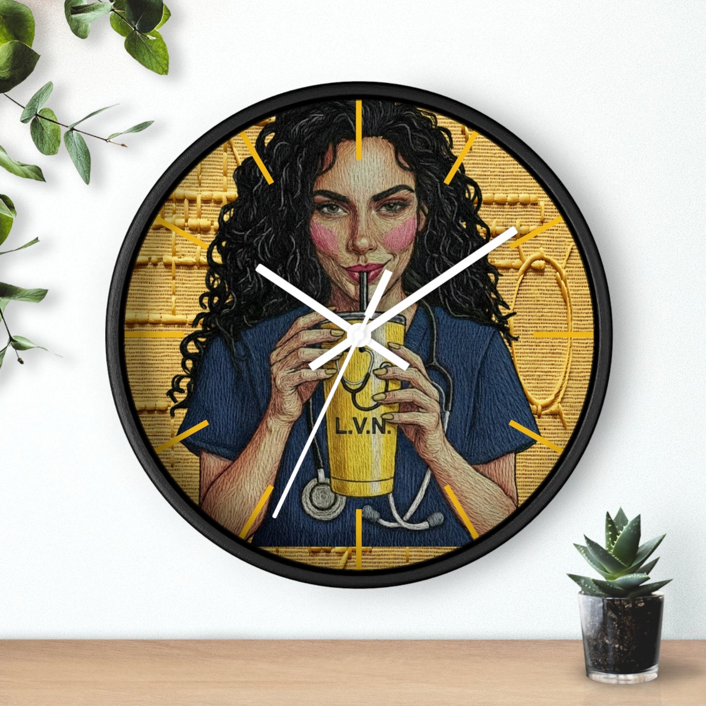 Nurse LVN Coffee Wall Clock — Cute Healthcare Worker Gift