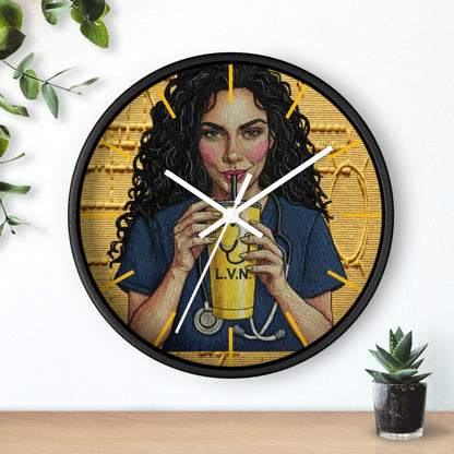 Nurse LVN Coffee Wall Clock — Cute Healthcare Worker Gift