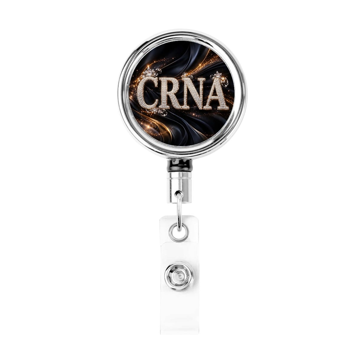CRNA Badge Reel – Black Gold, Bold Precision-Heavy Duty Metal Badge Reel