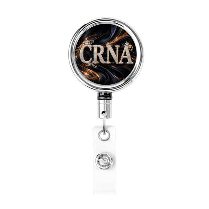 CRNA Badge Reel – Black Gold, Bold Precision-Heavy Duty Metal Badge Reel