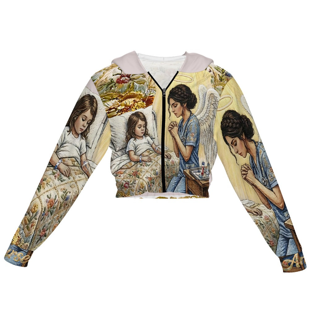 Nurse Angel Chiffon Cropped Jacket zipper coat