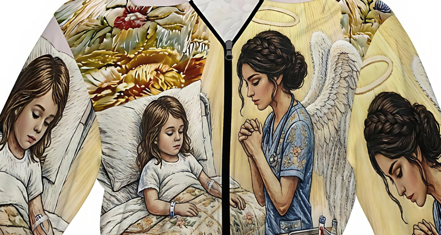 Nurse Angel Chiffon Cropped Jacket zipper coat