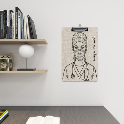 Masked & Mighty – Personalized Nurse Acrylic Clipboard