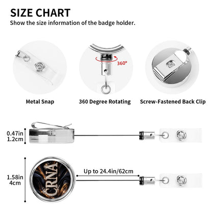 CRNA Badge Reel – Black Gold, Bold Precision-Heavy Duty Metal Badge Reel