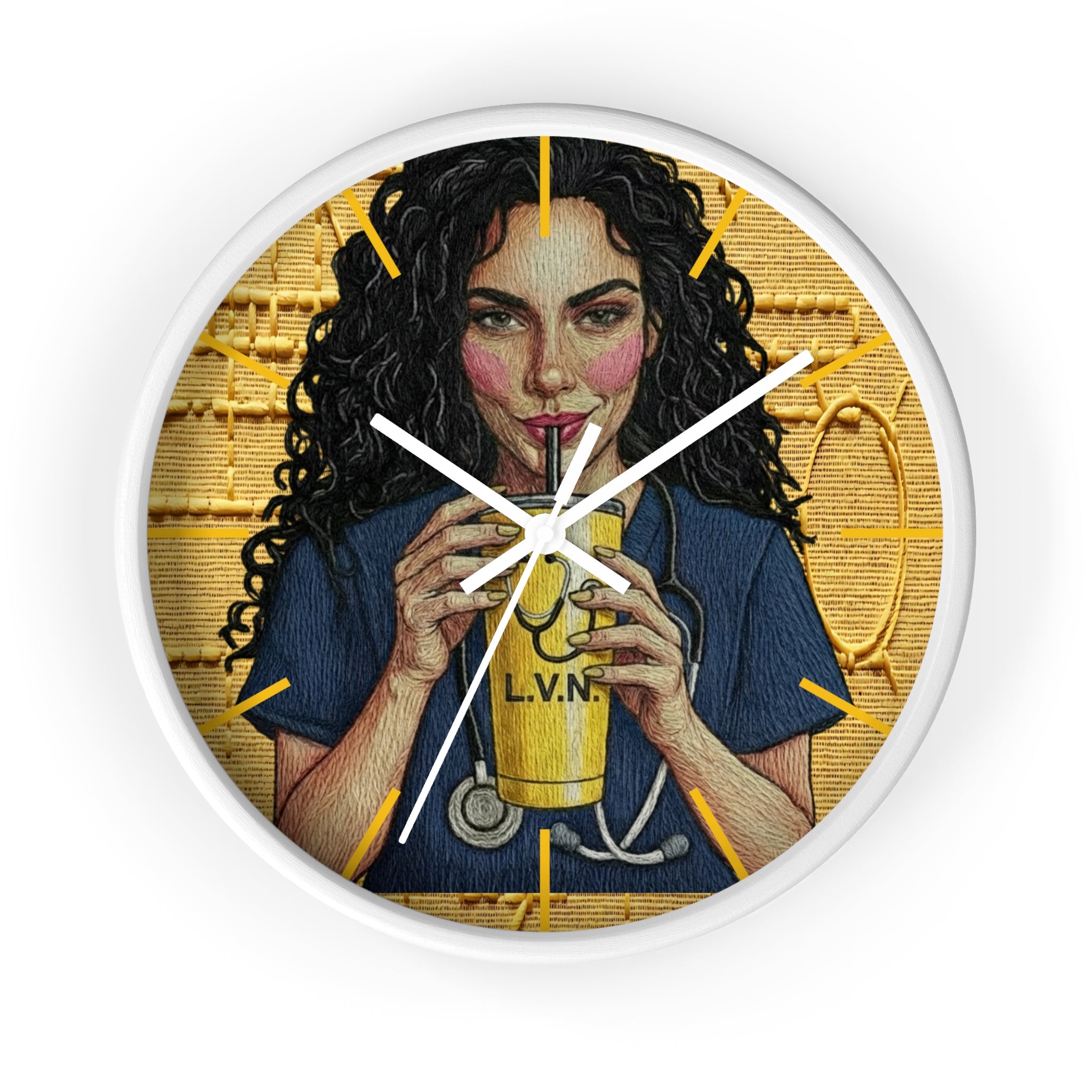Nurse LVN Coffee Wall Clock — Cute Healthcare Worker Gift