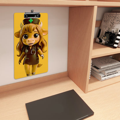 Cow Nurse Cutie — Mustard Yellow Medical Clipboard