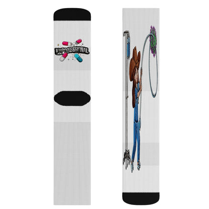 Lassoing Germs Funny Scrubs Crew Socks