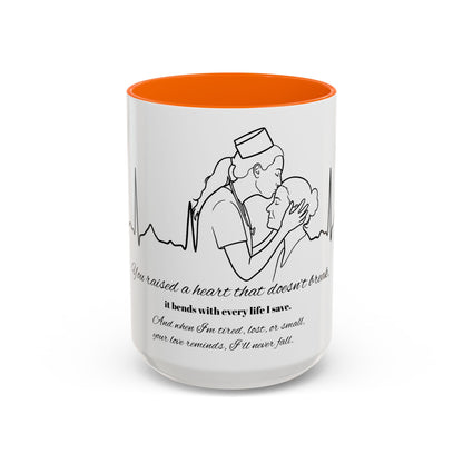 Mothers Day Mug Accent Coffee Mug (11, 15oz) The Heart Behind My Scrubs