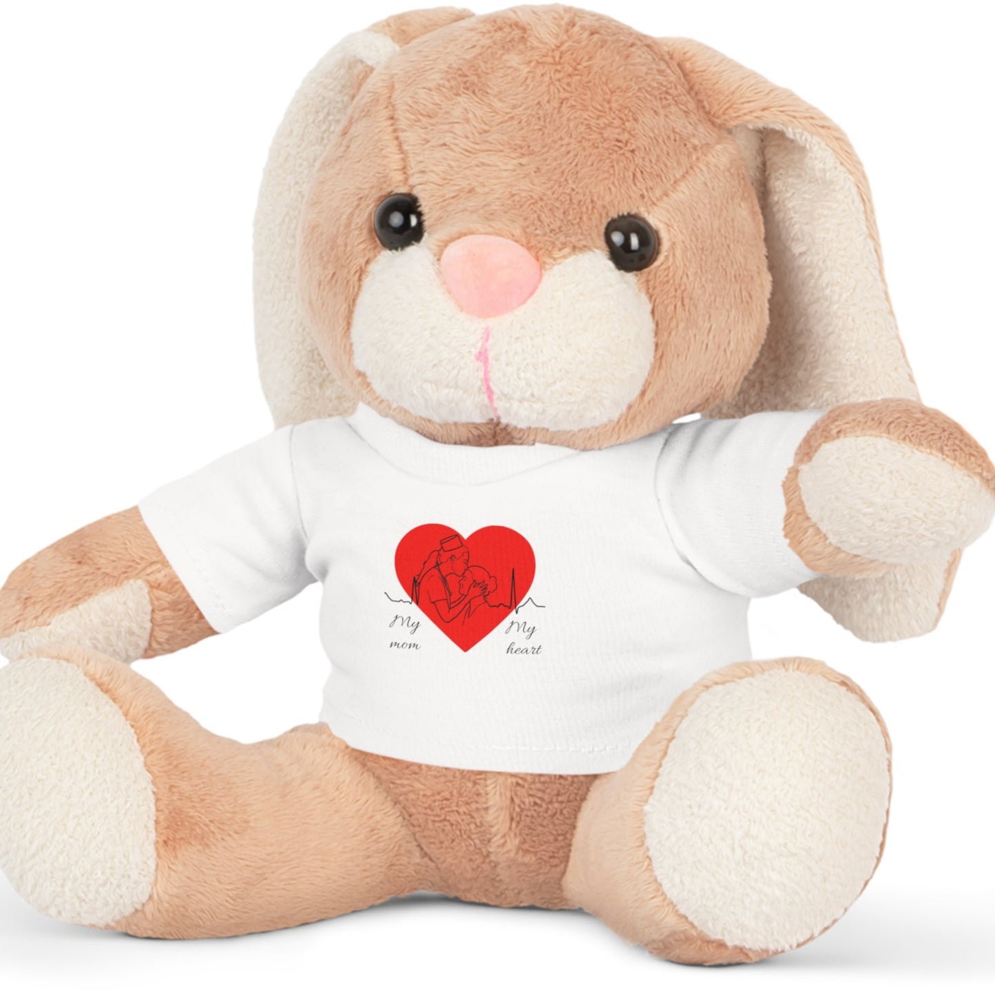 Stuffed Bear – 'My Mom, My Heart' Heart T‑Shirt Plush