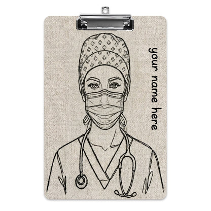 Masked & Mighty – Personalized Nurse Acrylic Clipboard